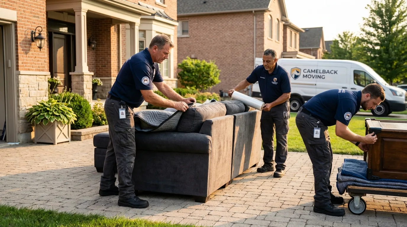 Large estate moving crew wrapping furniture in Slater, IA